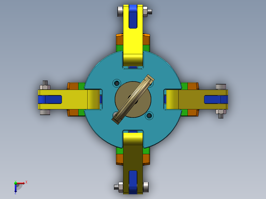 机械内撑夹爪吊具三维SW模型设计俯视图