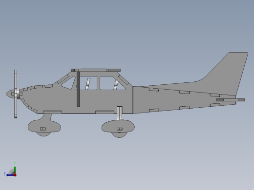 激光下料拼图飞机CAD-SolidWorks-X_T格式右视缩略图