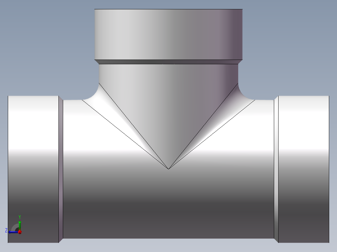 三通-等径 DN8右视图