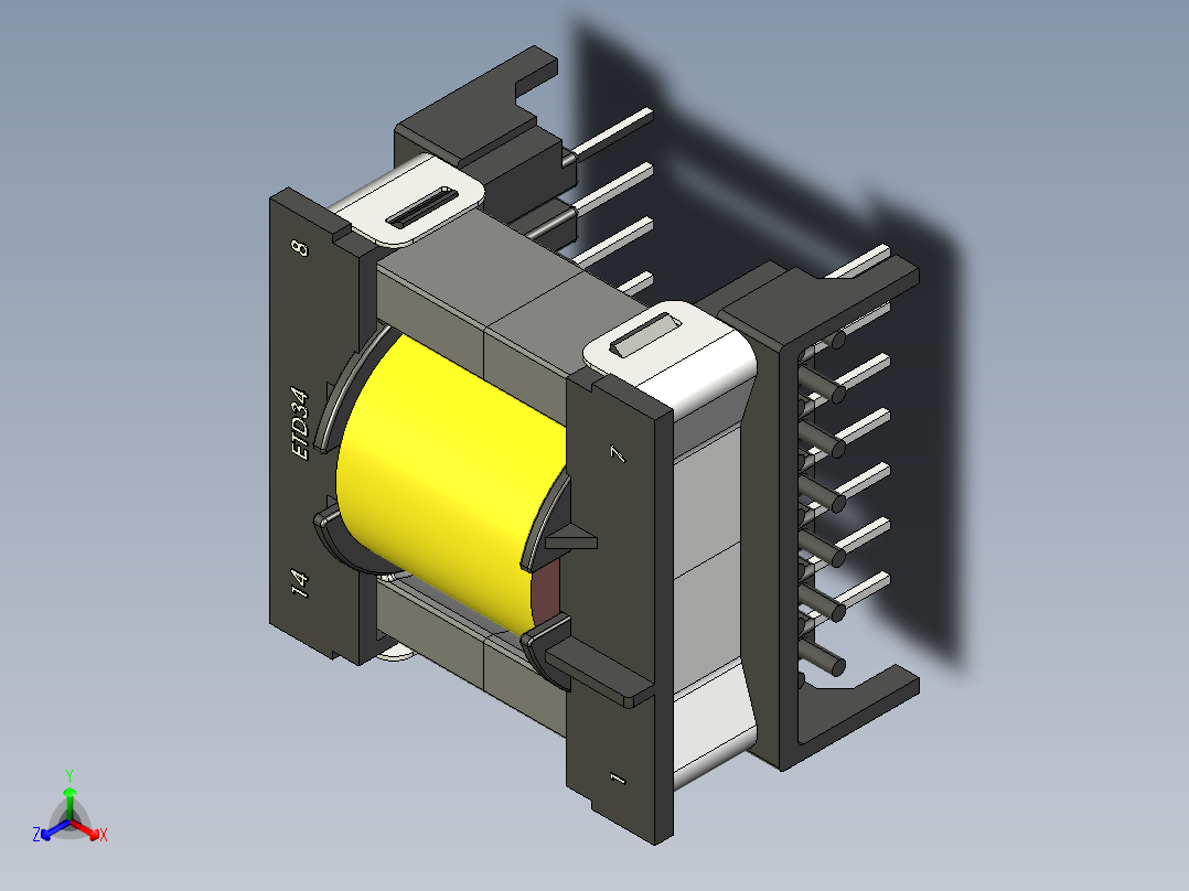 ETD34贴片正等轴测图