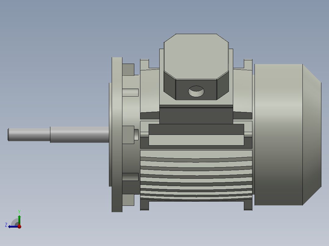 交流感应电机1.5马力3安培3相右视图