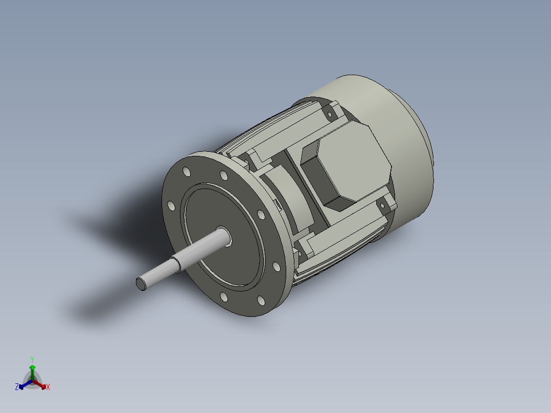 交流感应电机1.5马力3安培3相正等轴测图