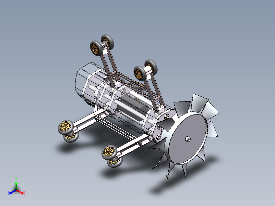 管道机器人管道清理机器人正等轴测图