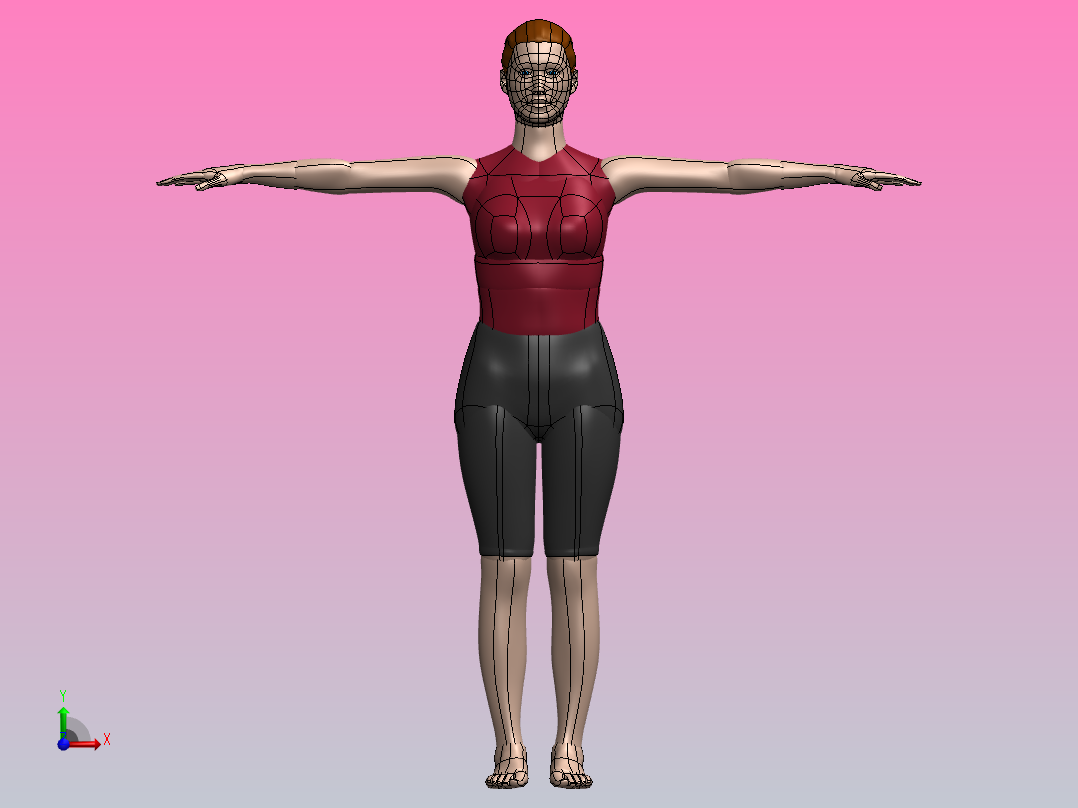 Female 3D model前视图