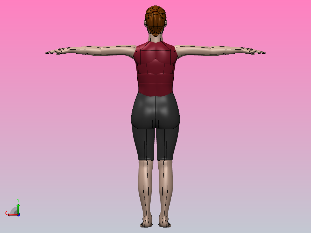 Female 3D model后视图