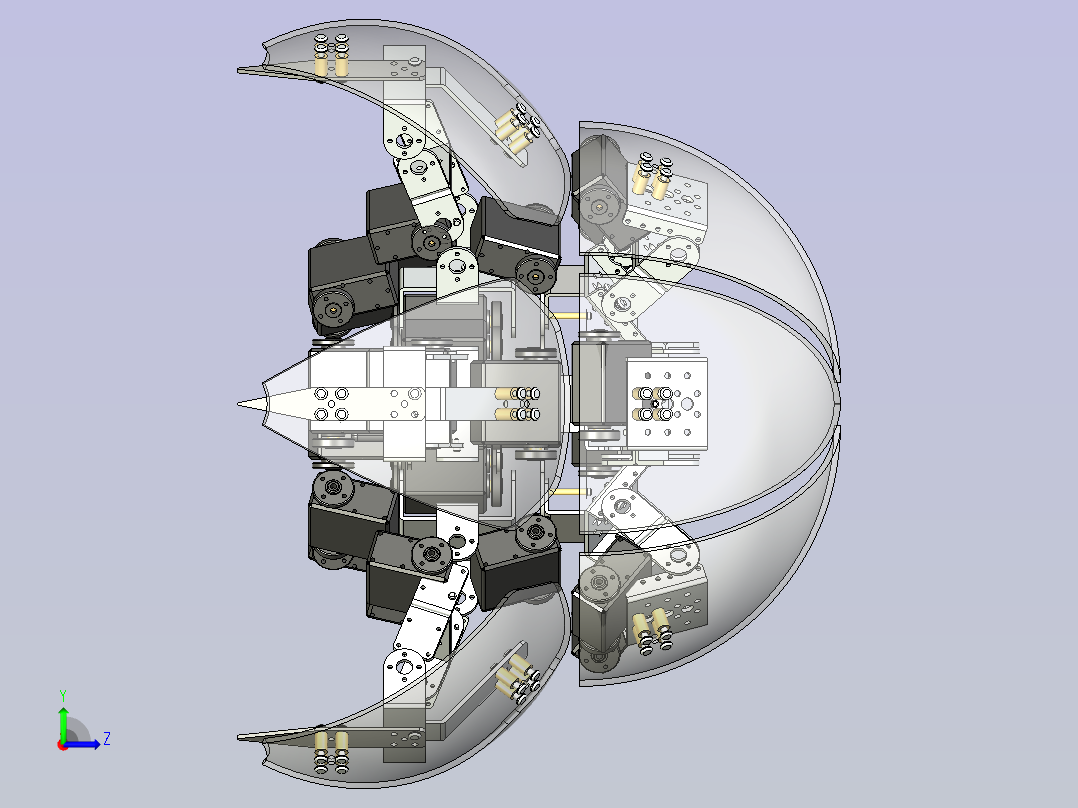 六足球型机器人3D左视图