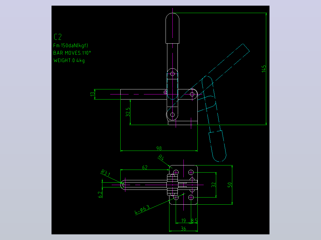 C2规格夹钳图纸CAD