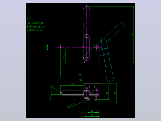 C2规格夹钳图纸CAD