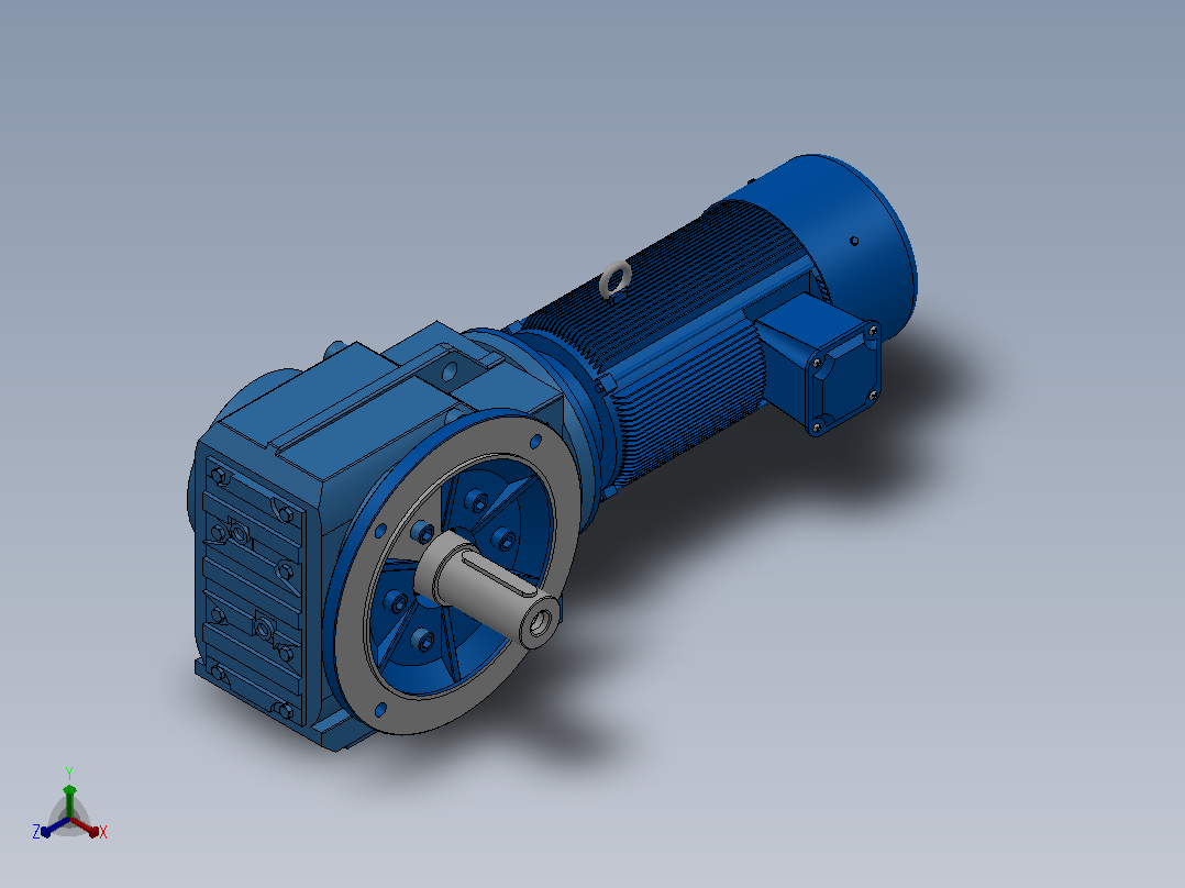 KF77法兰轴伸式安装螺旋锥齿轮减速机KF77-YBE0.55-6P-135.28-M1-0°-A正等轴测图