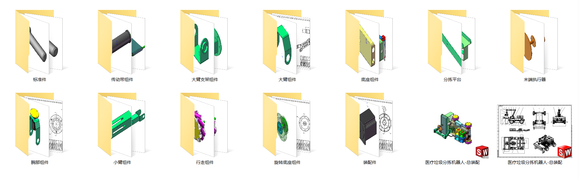 医疗垃圾分拣机器人（SW+CAD+说明书+matlabe仿真）