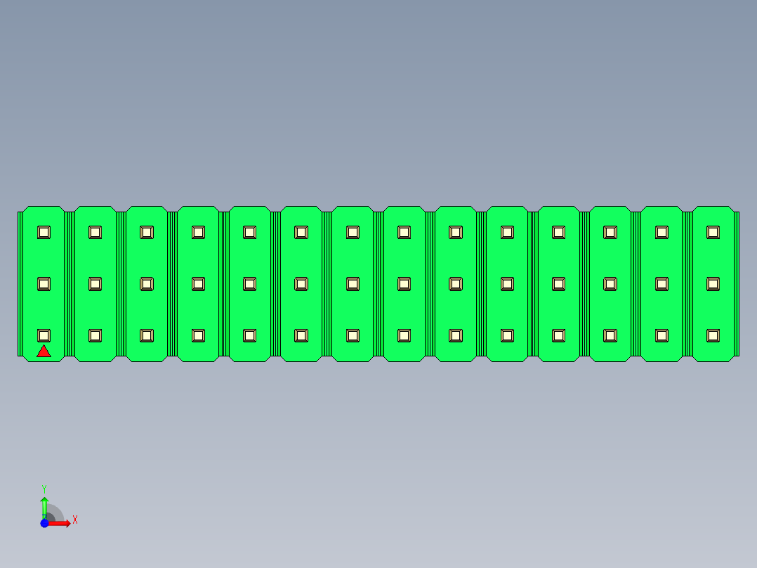 彩色公头100mil（2.54mm）系列-DS1021_green_3x14p_100mil_Type19_rev1.0前视图