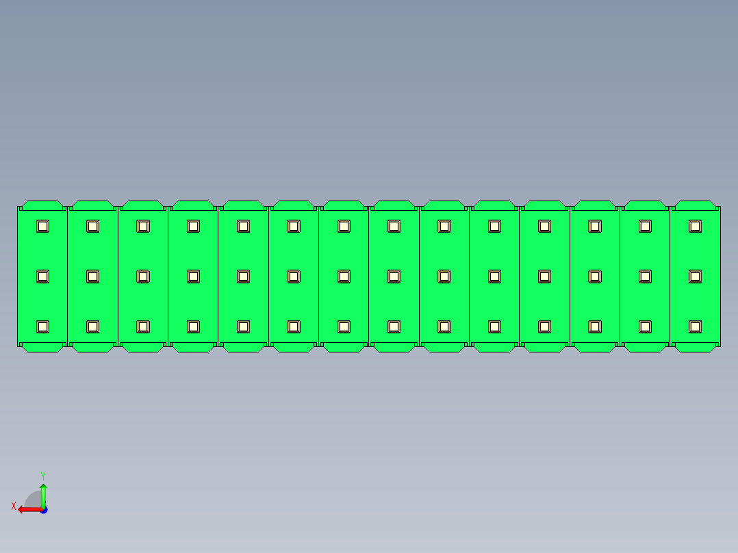 彩色公头100mil（2.54mm）系列-DS1021_green_3x14p_100mil_Type19_rev1.0后视图