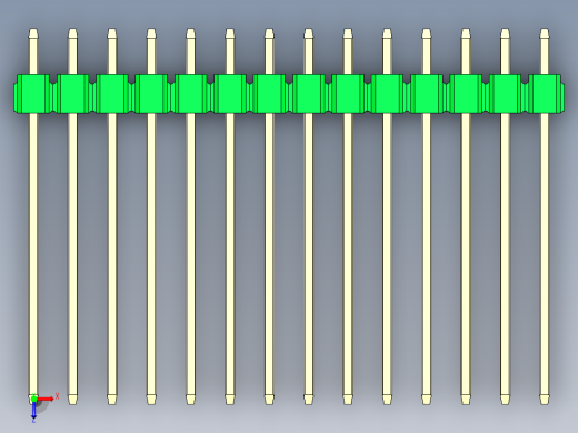 彩色公头100mil（2.54mm）系列-DS1021_green_3x14p_100mil_Type19_rev1.0俯视缩略图