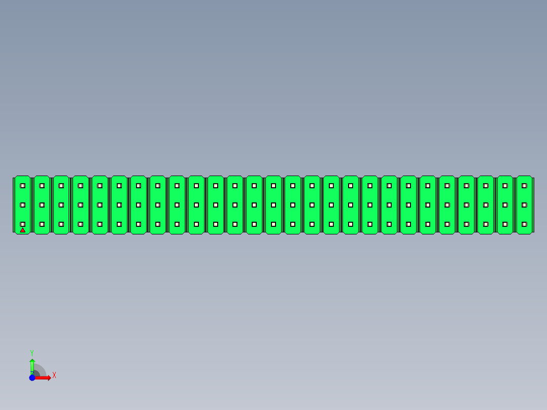 彩色公头100mil（2.54mm）系列-DS1021_green_3x27p_100mil_Type5_rev1.0前视图