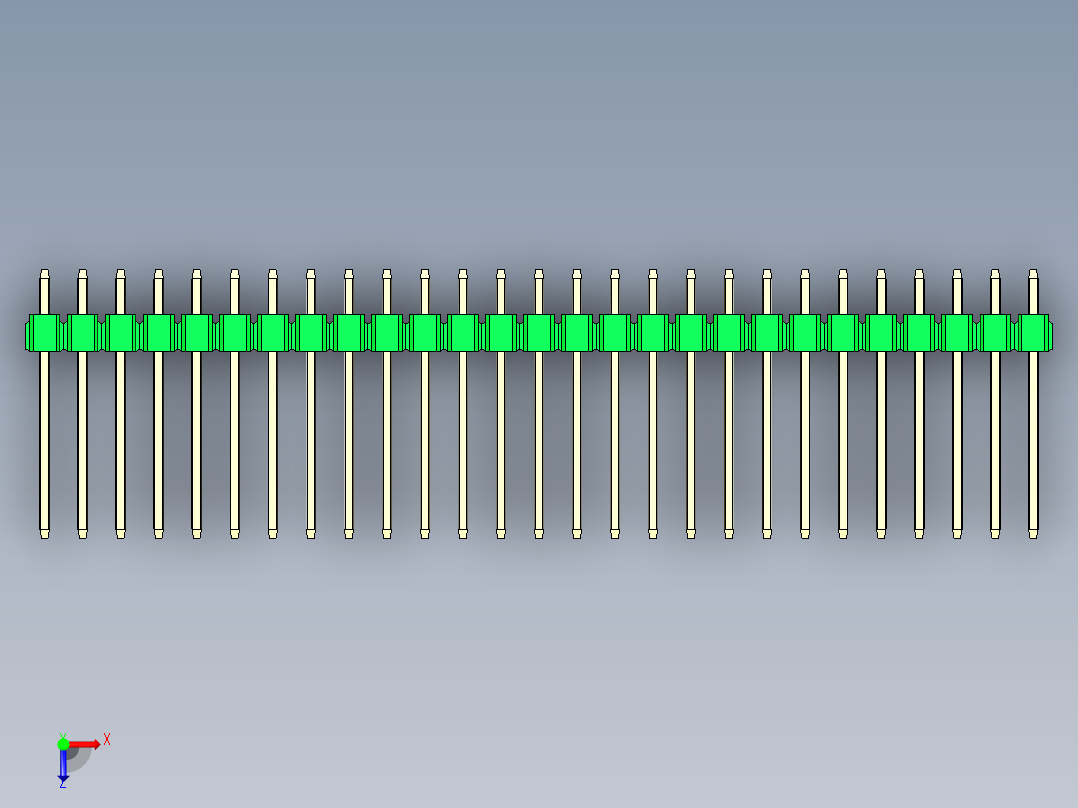 彩色公头100mil（2.54mm）系列-DS1021_green_3x27p_100mil_Type5_rev1.0俯视图