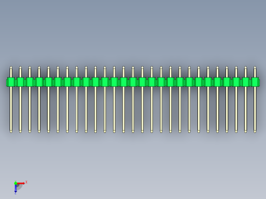 彩色公头100mil（2.54mm）系列-DS1021_green_3x27p_100mil_Type5_rev1.0俯视缩略图