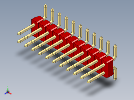 彩色公排针 100mil 2.54mm 系列-DS1022_red_22p_100mil_TypeSMT_rev1.0