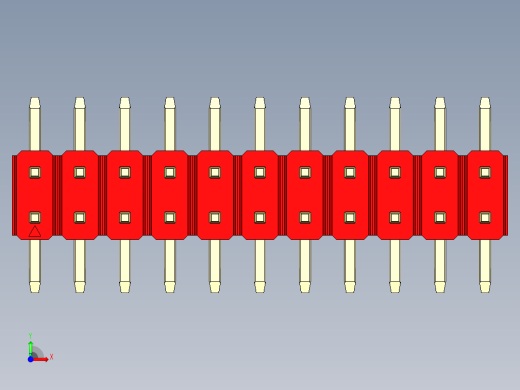 彩色公排针 100mil 2.54mm 系列-DS1022_red_22p_100mil_TypeSMT_rev1.0前视缩略图