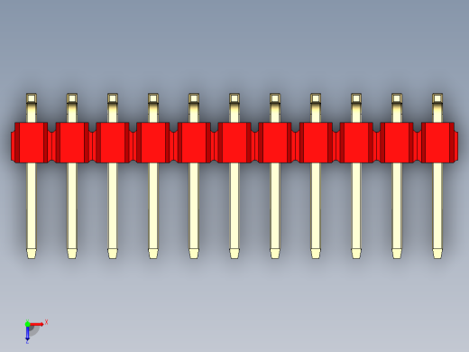 彩色公排针 100mil 2.54mm 系列-DS1022_red_22p_100mil_TypeSMT_rev1.0俯视缩略图