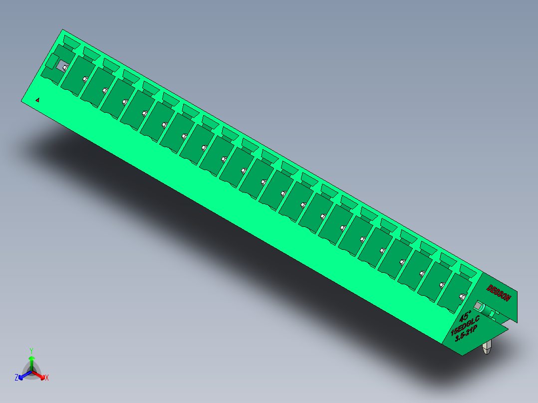 DEGSON 15EDG 系列 3.5mm 插拔式接线端子 FullPack-15EDGLC-3.5-21P-14-00AH正等轴测图