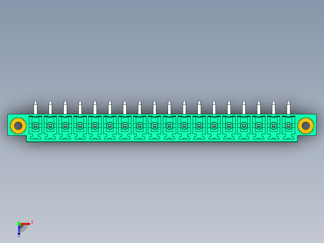 DEGSON 15EDG（公头） 3.81mm 螺钉锁紧，插拔式接线端子 FullPack-15EDGRM-3.81-18P-14-00AH俯视图