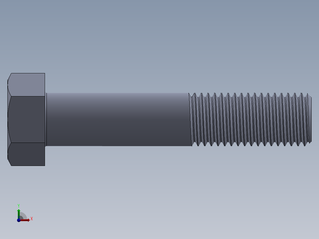 UNC 六角螺栓-Hex Bolt 1.000-8 x 5.SLDPRT前视图