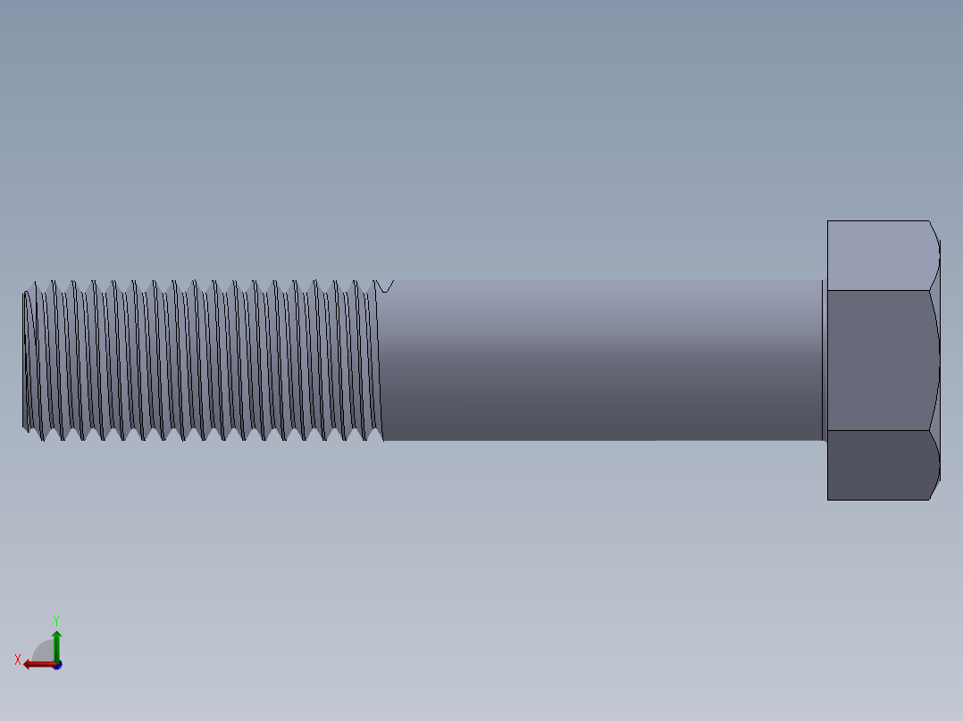 UNC 六角螺栓-Hex Bolt 1.000-8 x 5.SLDPRT后视图