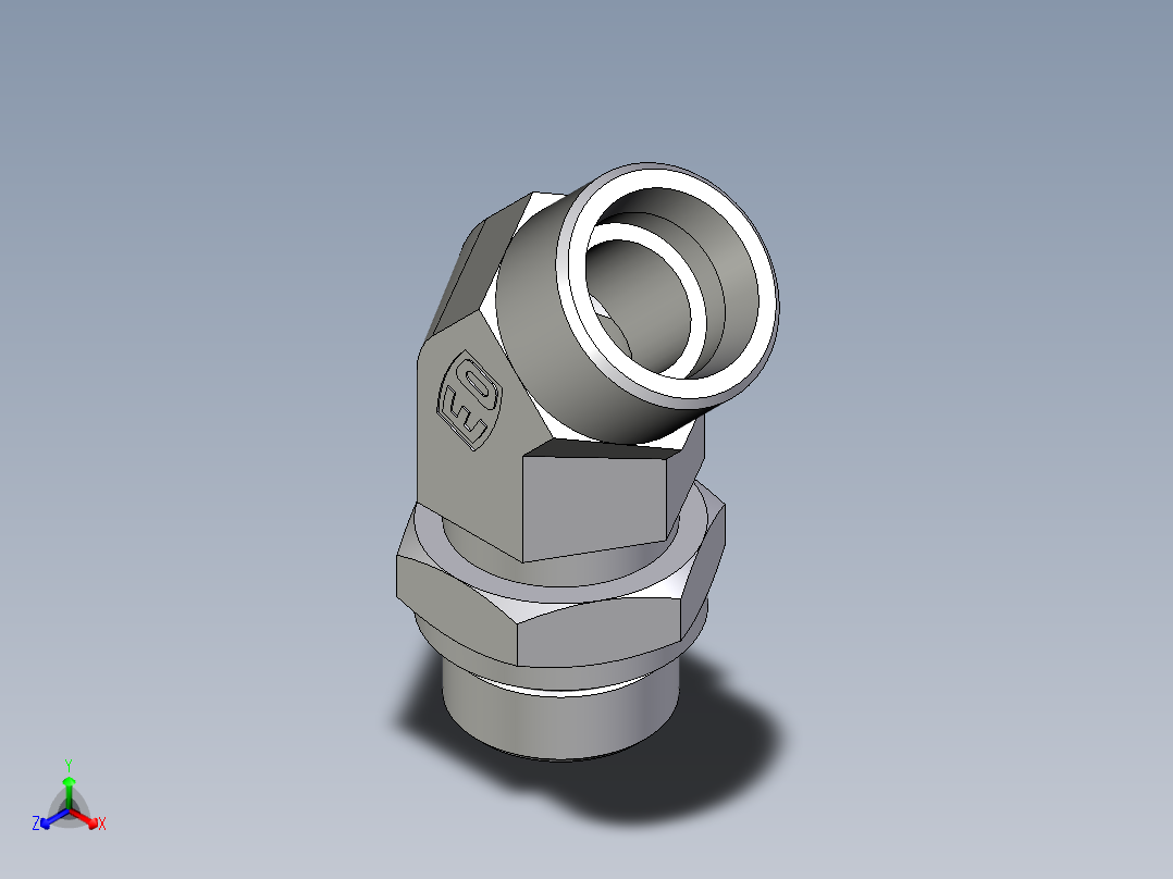 卡套式工业通用硬管接头EO_Adjustable_locknut_45_deg_elbow_VEE25SMOROMDCF主视图