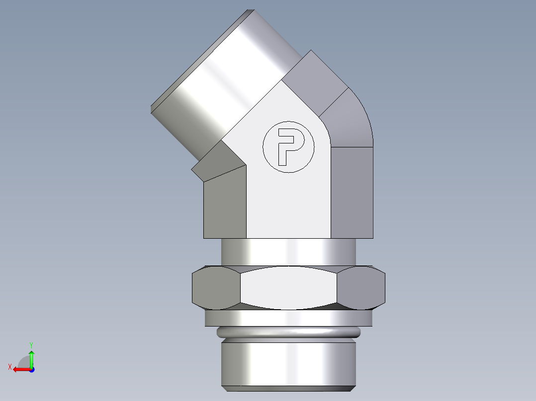 卡套式工业通用硬管接头EO_Adjustable_locknut_45_deg_elbow_VEE25SMOROMDCF后视图