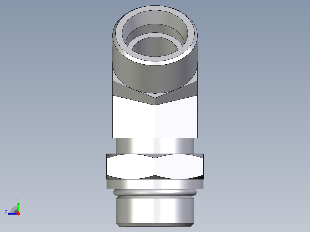 卡套式工业通用硬管接头EO_Adjustable_locknut_45_deg_elbow_VEE25SMOROMDCF右视图