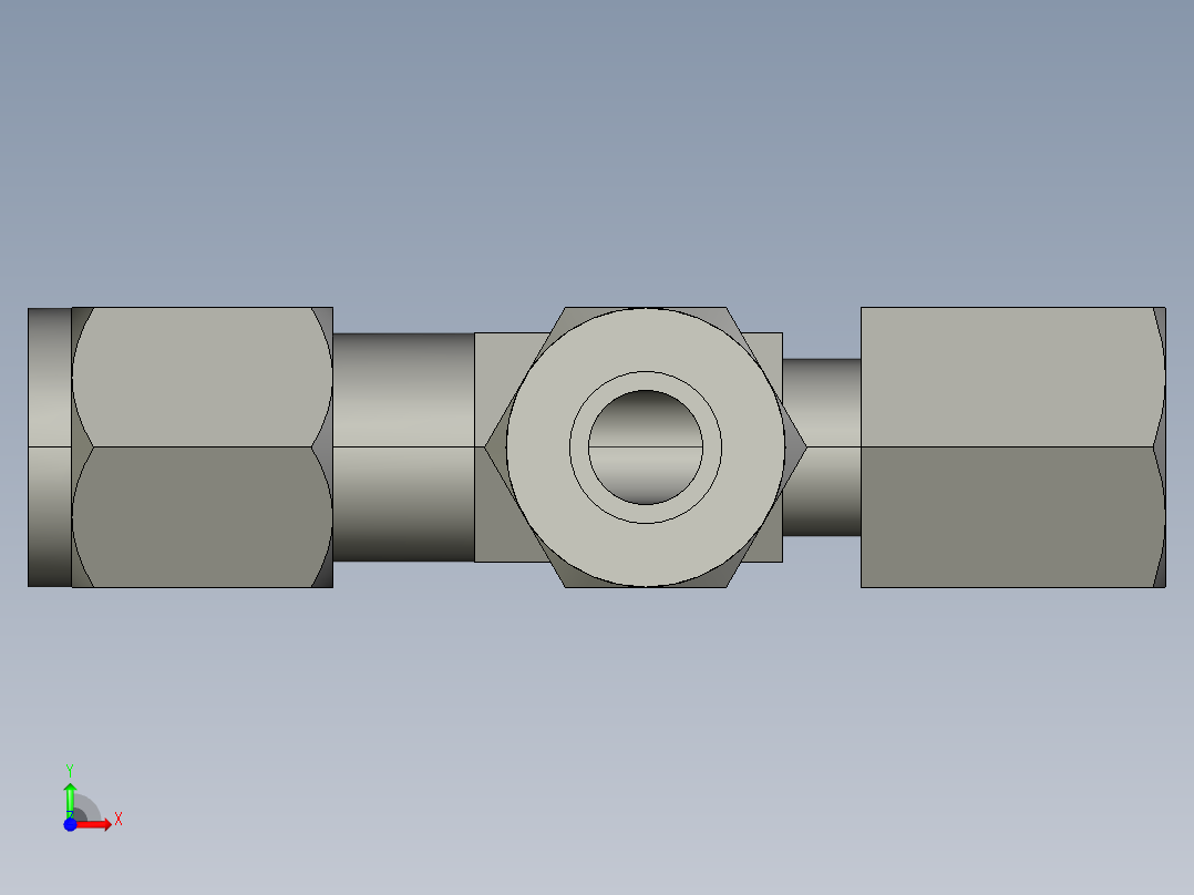 卡套式工业通用硬管接头6_r6bu-s前视图