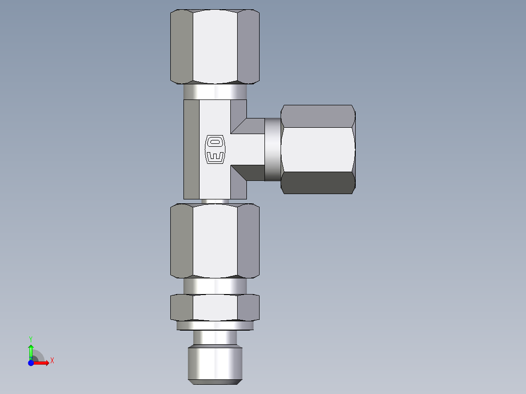 卡套式工业通用硬管接头EO_Assembled_adjustable_standpipe_run_tee_EVL06SM71前视图