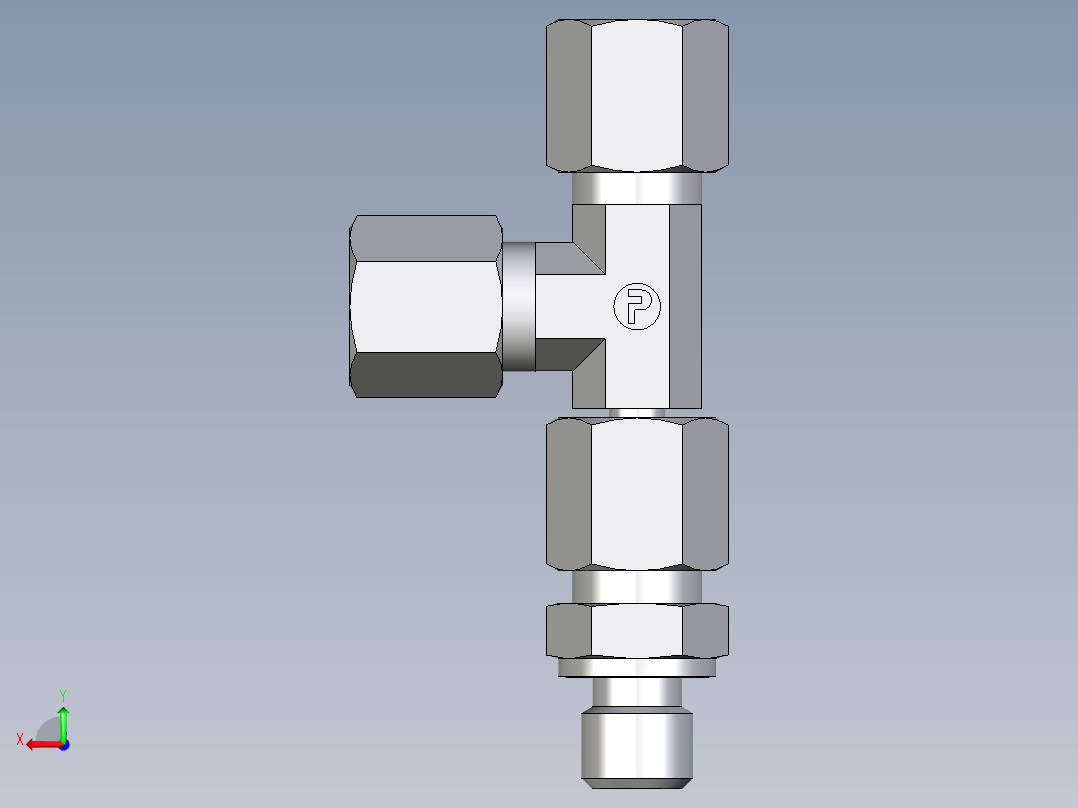 卡套式工业通用硬管接头EO_Assembled_adjustable_standpipe_run_tee_EVL06SM71后视图