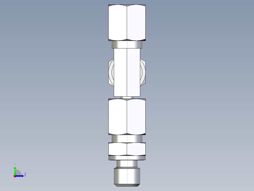 卡套式工业通用硬管接头EO_Assembled_adjustable_standpipe_run_tee_EVL06SM71左视图