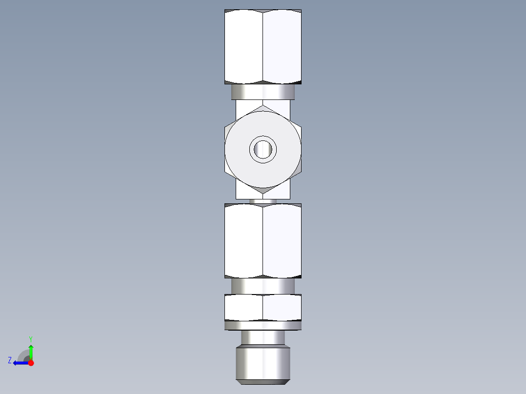 卡套式工业通用硬管接头EO_Assembled_adjustable_standpipe_run_tee_EVL06SM71右视图