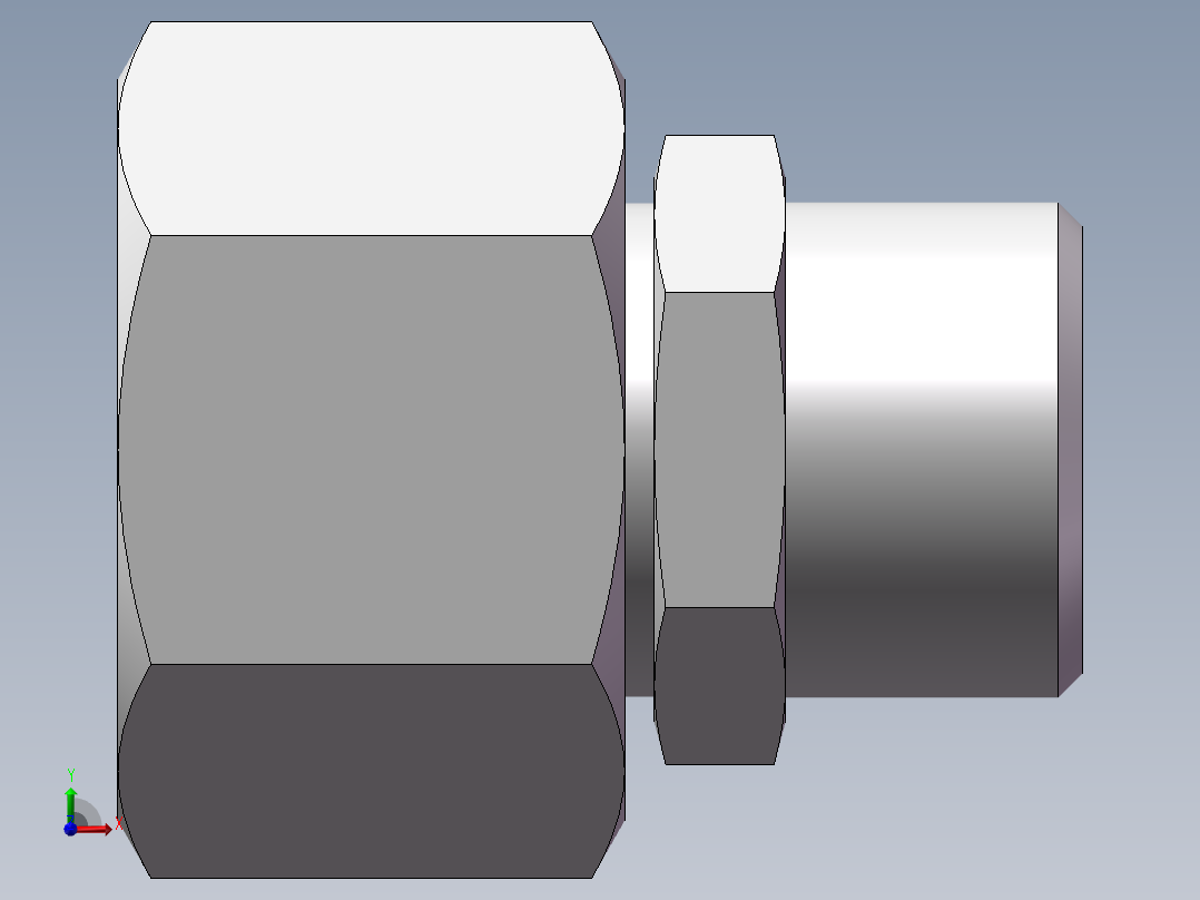 直通变径接头、2D-20-24前视图