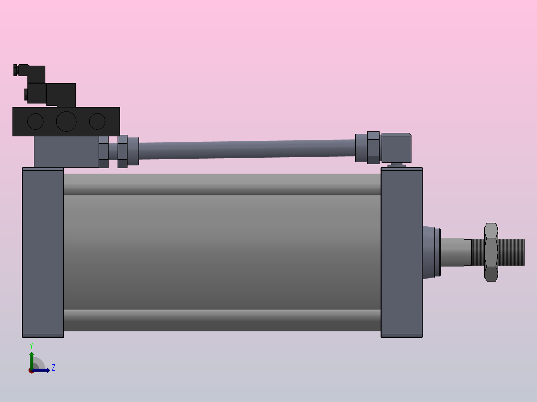 10A-5V系列无给油润滑气缸(通电时推式)[10A-5 SD 250 B 400 SD]左视图