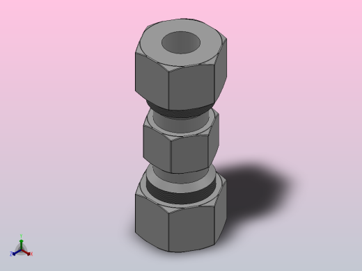 SKU 联管直二通卡套接头[SKU 08]正等轴测缩略图