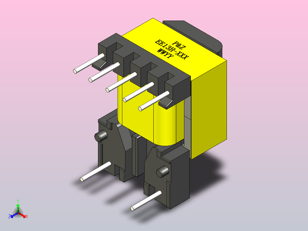 EE13水平变压器正等轴测图
