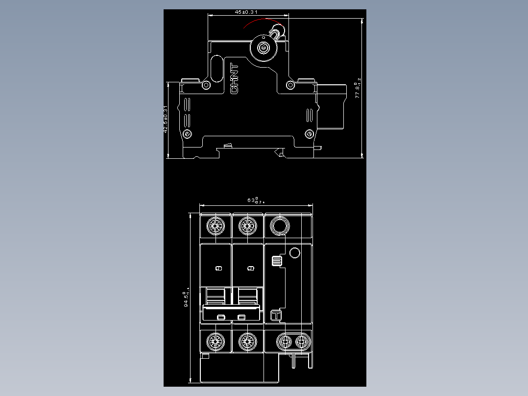 NBPLE-32D 2P剩余电流动作断路器外形安装尺寸图202202