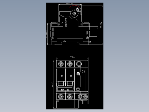 NBPLE-32D 2P剩余电流动作断路器外形安装尺寸图202202