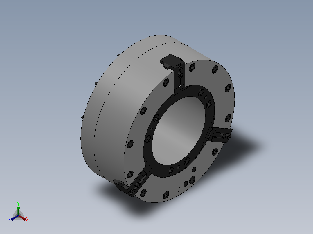 KZW53-RF系列外圆配气前置气动卡盘[735-355]正等轴测图