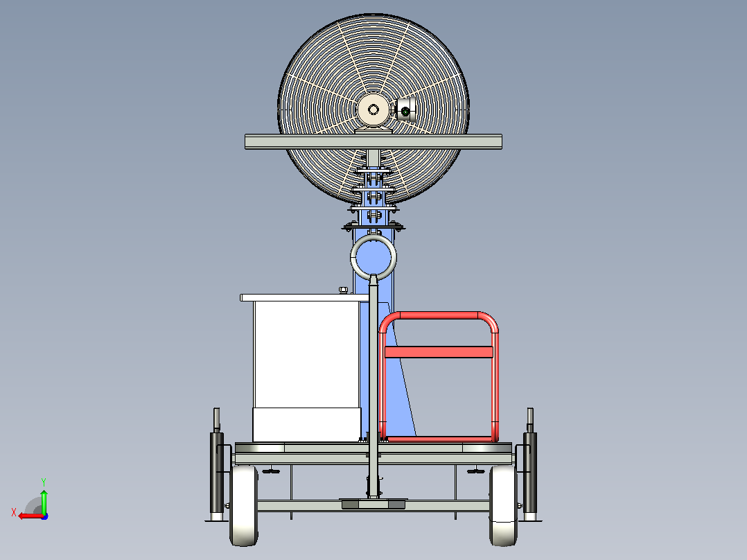 推车上的独立蒸发式空气喷雾冷却器，带Mast - 7'-12' - 8723 CFM - 9kW气体发生器防爆后视图