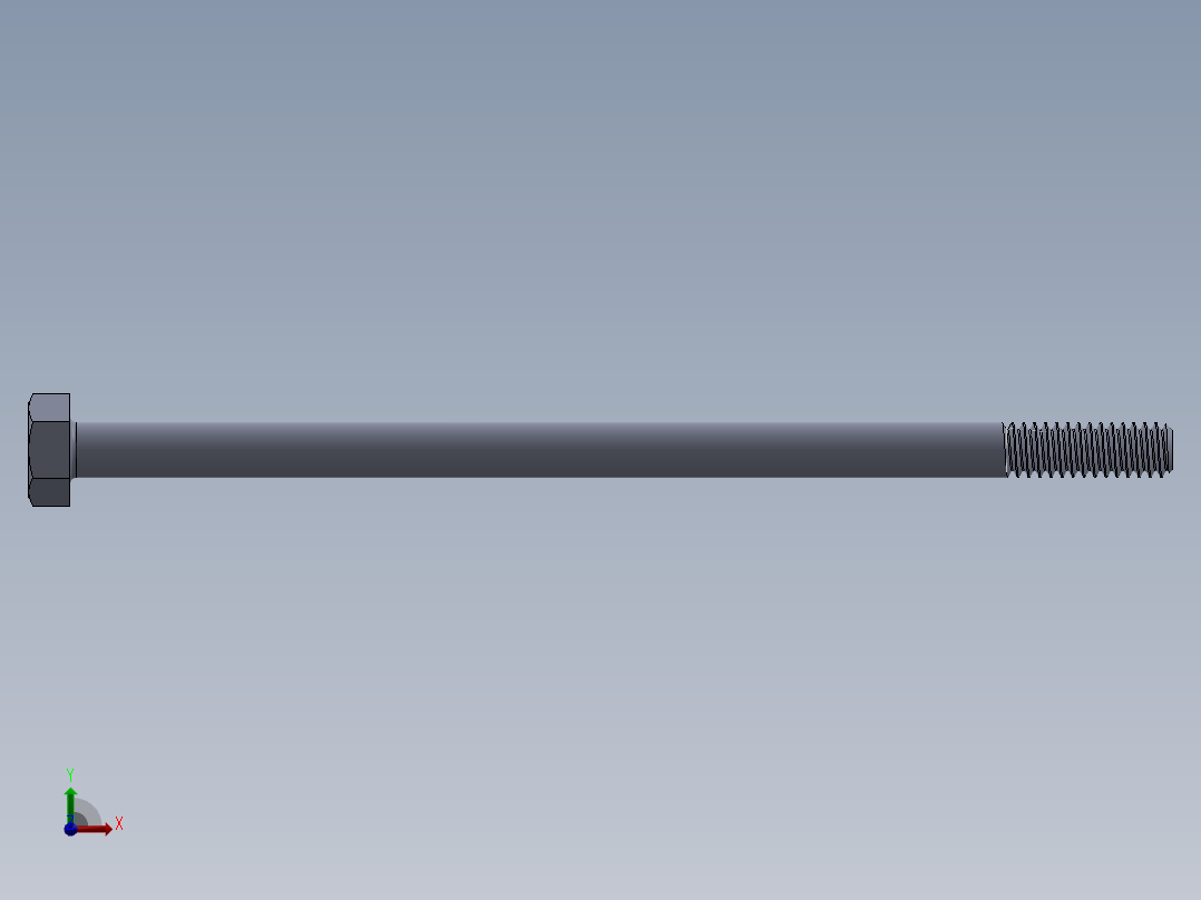 UNC 六角螺栓-Hex Bolt 0.250-20 x 5.SLDPRT前视图