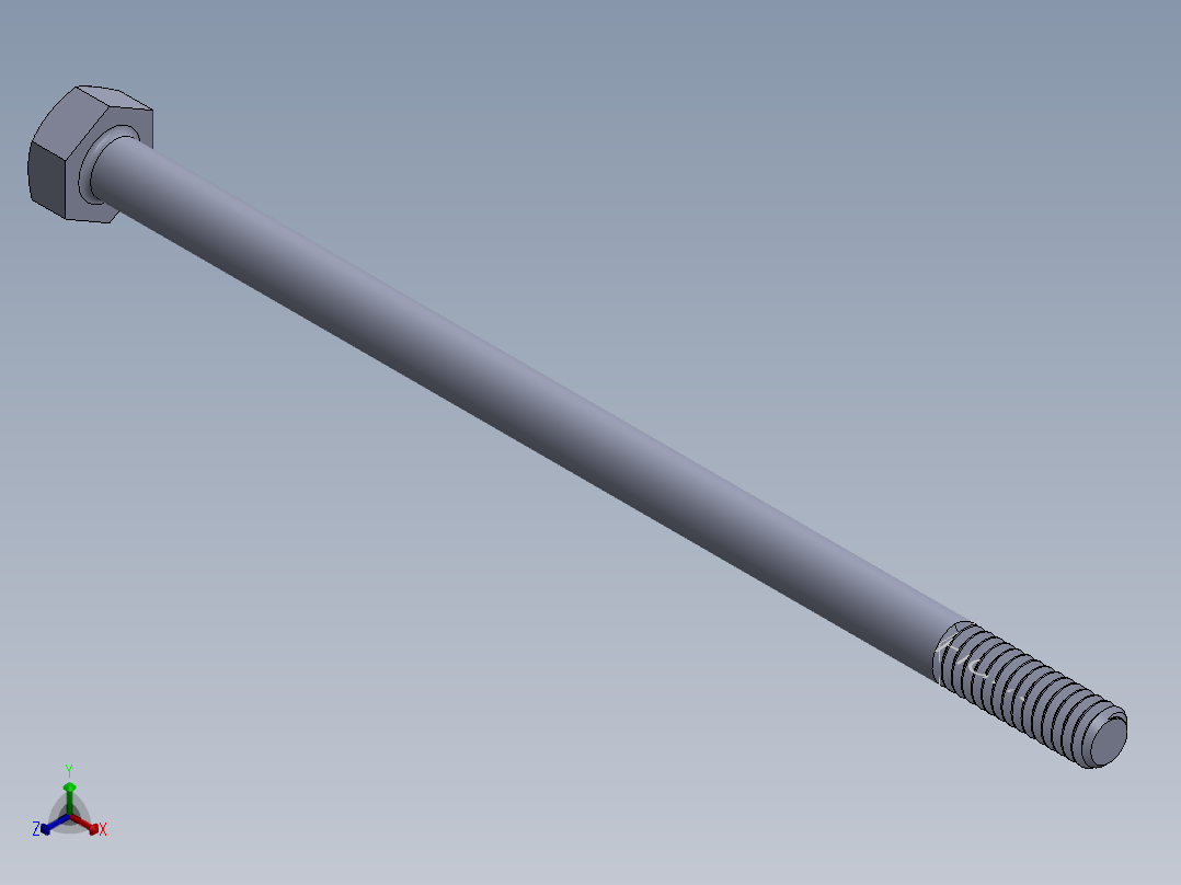 UNC 六角螺栓-Hex Bolt 0.250-20 x 5.SLDPRT正等轴测图
