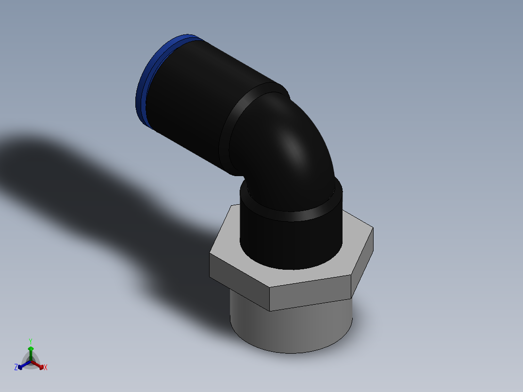 Ø8 x 3-8G COTOVELO 90° MACHO GIRAT. (C02470838)正等轴测图