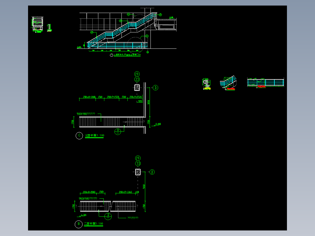 某地机场不锈钢栏杆大样CAD图纸