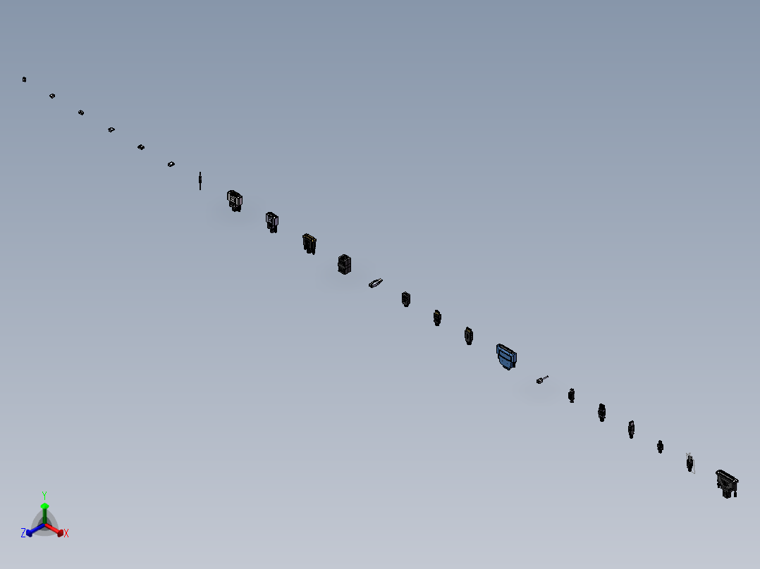 USB网线等电器接头集合正等轴测图