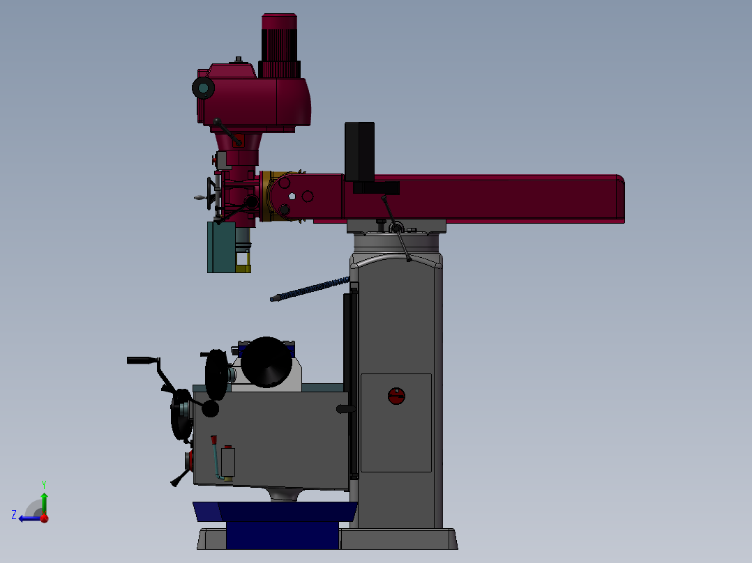 铣床、万能铣床右视图
