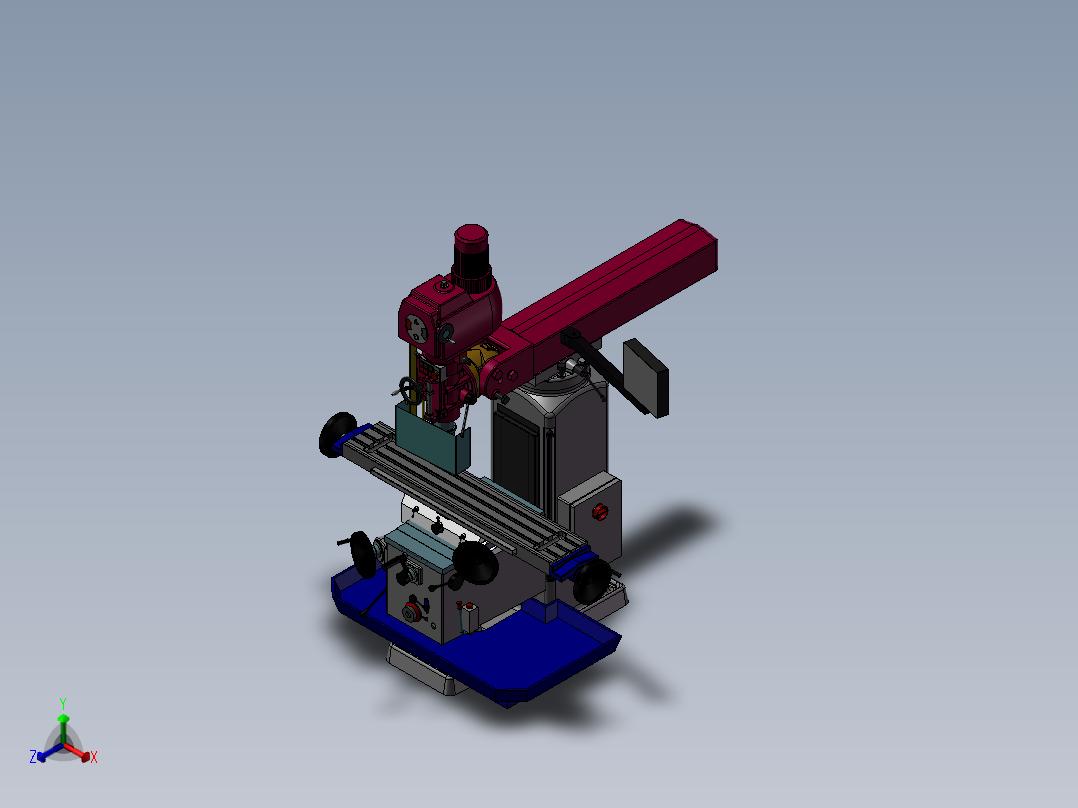 铣床、万能铣床正等轴测图